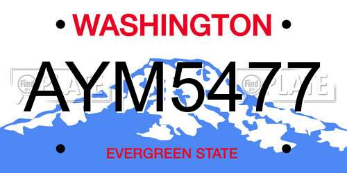 AYM5477 Washington License Plate
