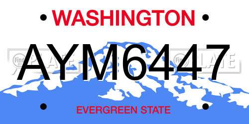 AYM6447 Washington License Plate