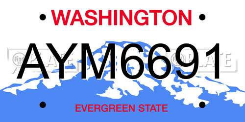 AYM6691 Washington License Plate