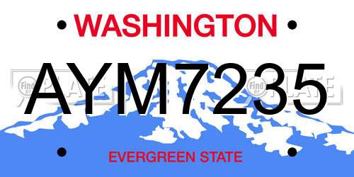 AYM7235 Washington License Plate