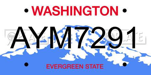 AYM7291 Washington License Plate