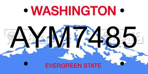 AYM7485 Washington License Plate