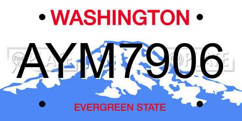 AYM7906 Washington License Plate