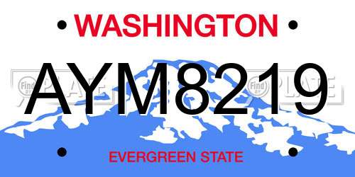 AYM8219 Washington License Plate