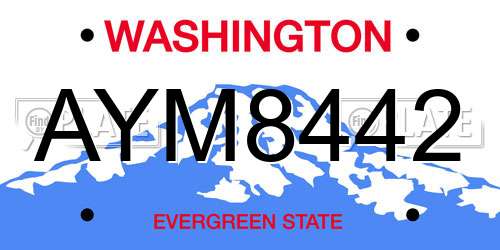 AYM8442 Washington License Plate