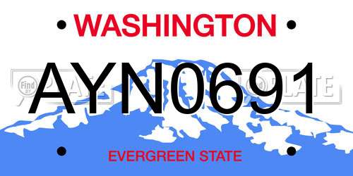 AYN0691 Washington License Plate
