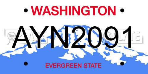 AYN2091 Washington License Plate