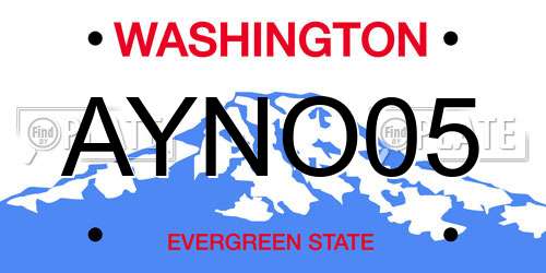AYNO05 Washington License Plate