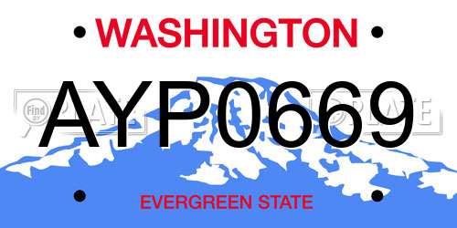 AYP0669 Washington License Plate