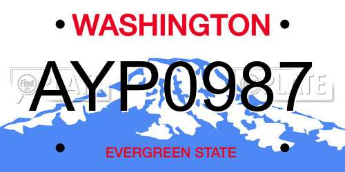 AYP0987 Washington License Plate