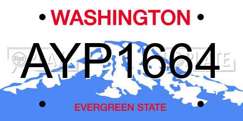 AYP1664 Washington License Plate