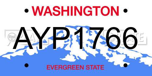 AYP1766 Washington License Plate