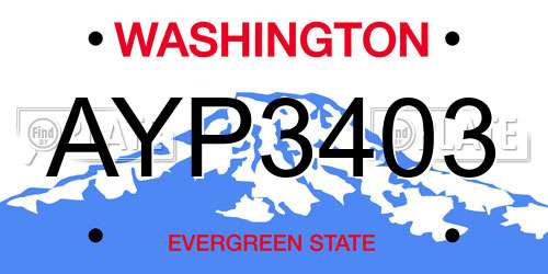 AYP3403 Washington License Plate
