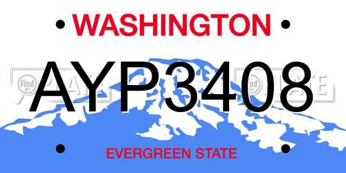 AYP3408 Washington License Plate