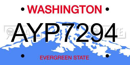 AYP7294 Washington License Plate