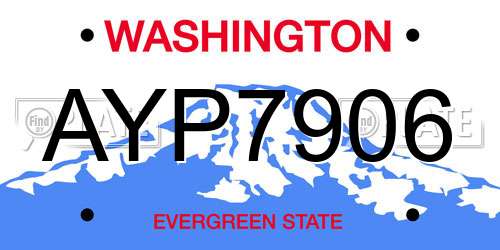 AYP7906 Washington License Plate