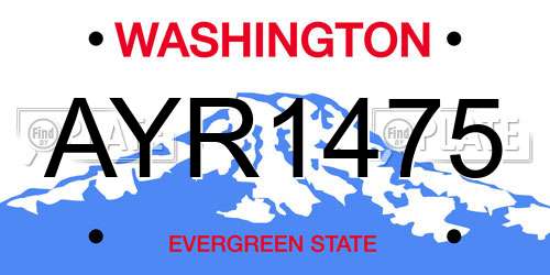 AYR1475 Washington License Plate