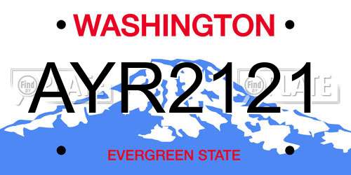 AYR2121 Washington License Plate