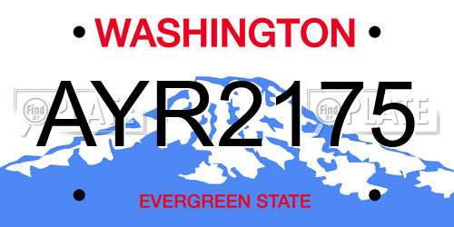 AYR2175 Washington License Plate