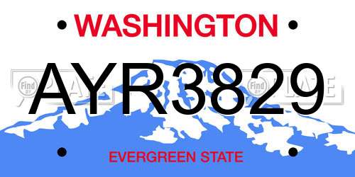 AYR3829 Washington License Plate