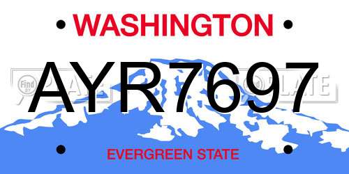 AYR7697 Washington License Plate