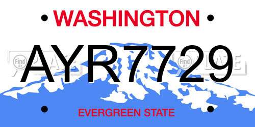 AYR7729 Washington License Plate