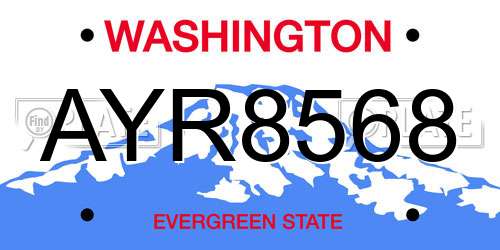 AYR8568 Washington License Plate