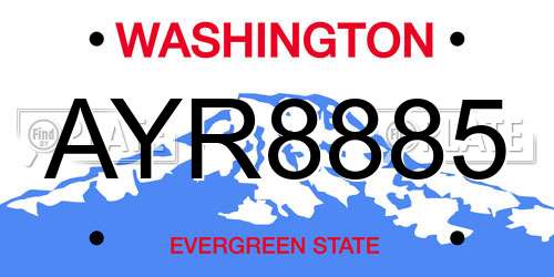 AYR8885 Washington License Plate