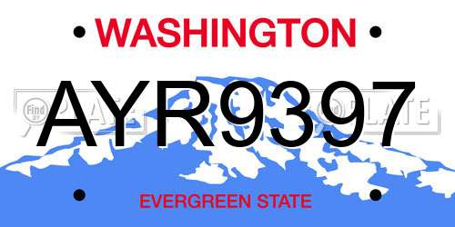 AYR9397 Washington License Plate