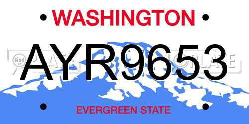 AYR9653 Washington License Plate