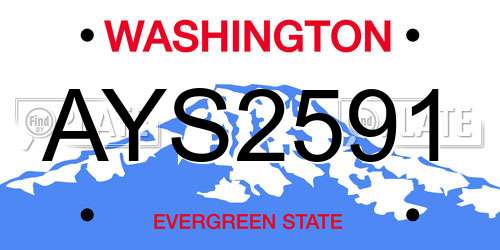 AYS2591 Washington License Plate