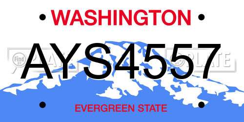 AYS4557 Washington License Plate