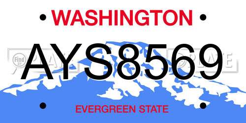 AYS8569 Washington License Plate