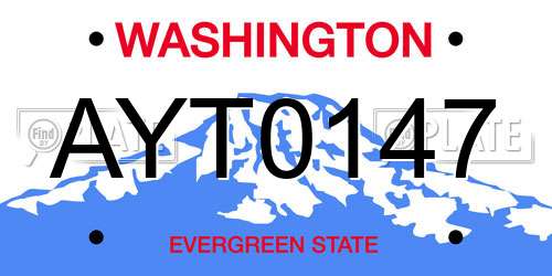 AYT0147 Washington License Plate