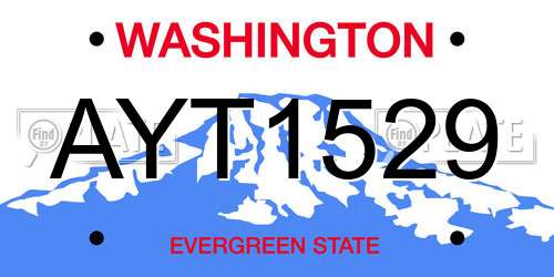 AYT1529 Washington License Plate