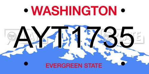 AYT1735 Washington License Plate