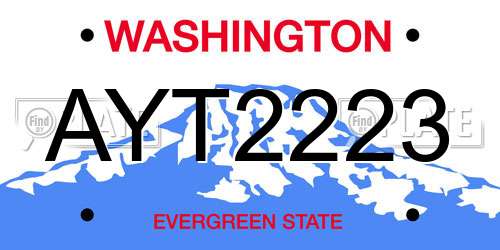 AYT2223 Washington License Plate