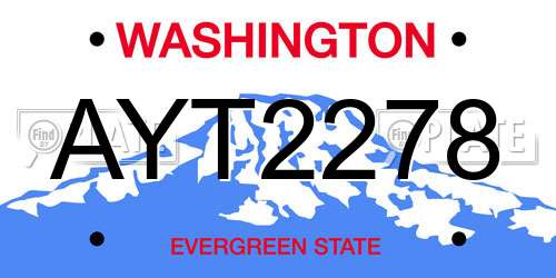 AYT2278 Washington License Plate
