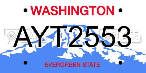 AYT2553 Washington License Plate