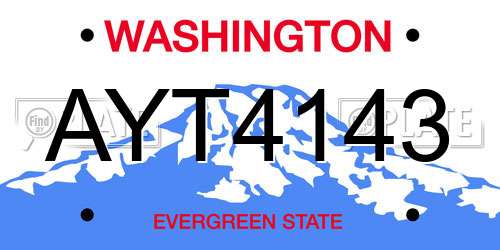 AYT4143 Washington License Plate