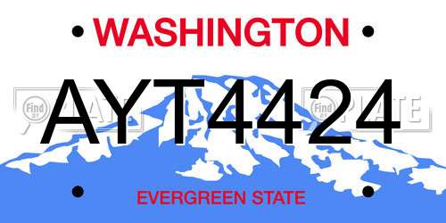 AYT4424 Washington License Plate