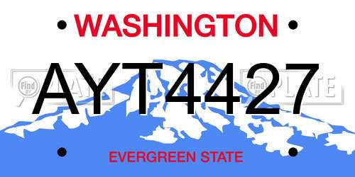 AYT4427 Washington License Plate