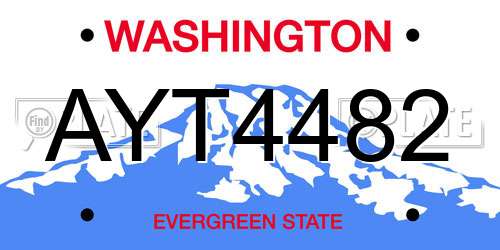 AYT4482 Washington License Plate
