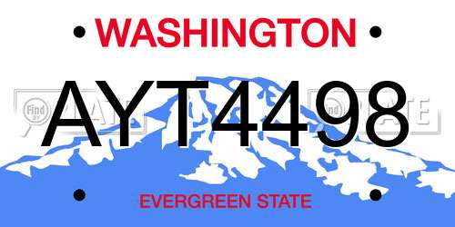AYT4498 Washington License Plate