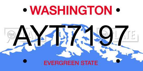 AYT7197 Washington License Plate