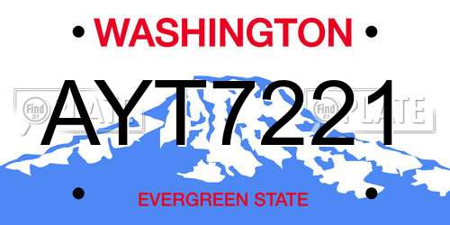 AYT7221 Washington License Plate