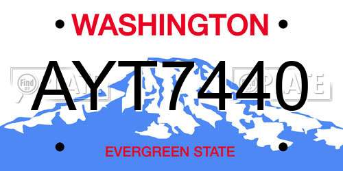 AYT7440 Washington License Plate