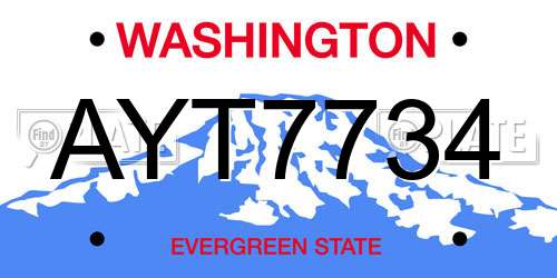 AYT7734 Washington License Plate