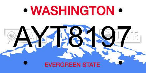 AYT8197 Washington License Plate