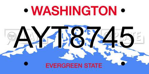 AYT8745 Washington License Plate